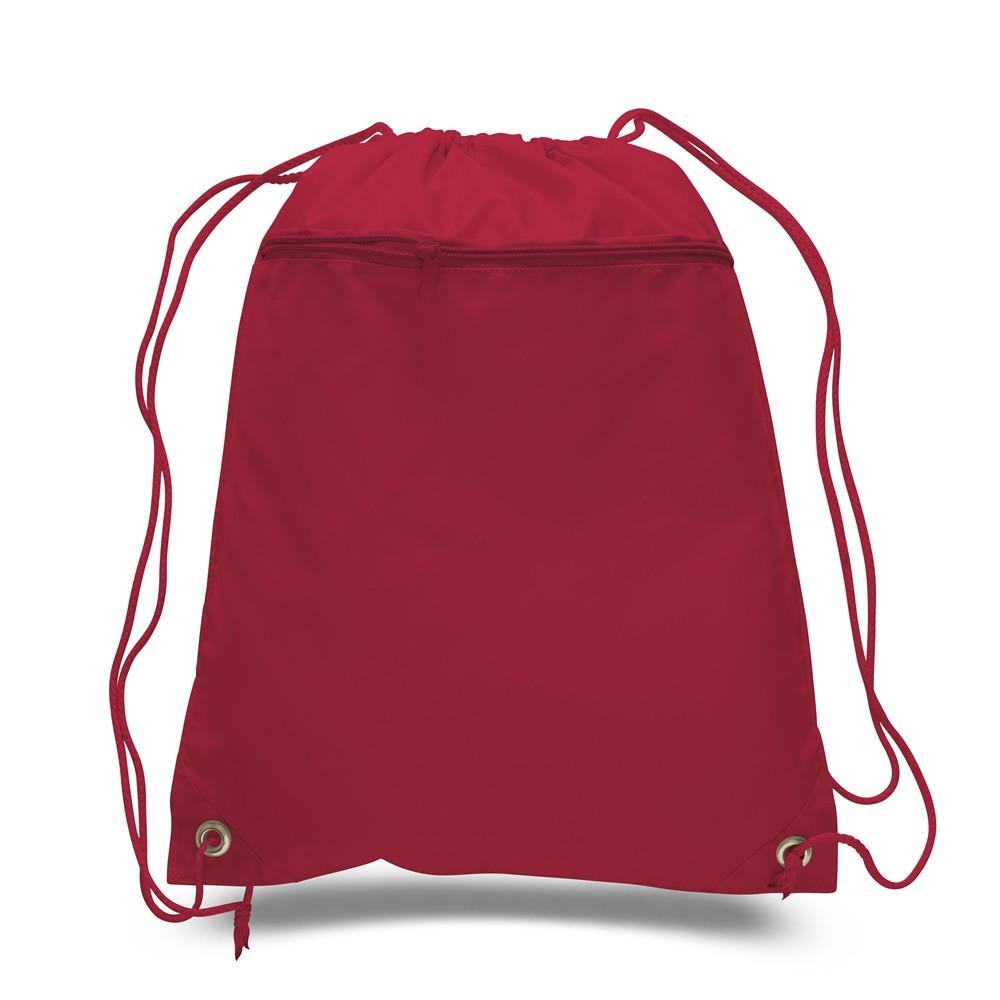 96 ct Promotional Polyester Drawstring Bags with Front Pocket -ASSORTED COLOR PACK (CLOSEOUT)