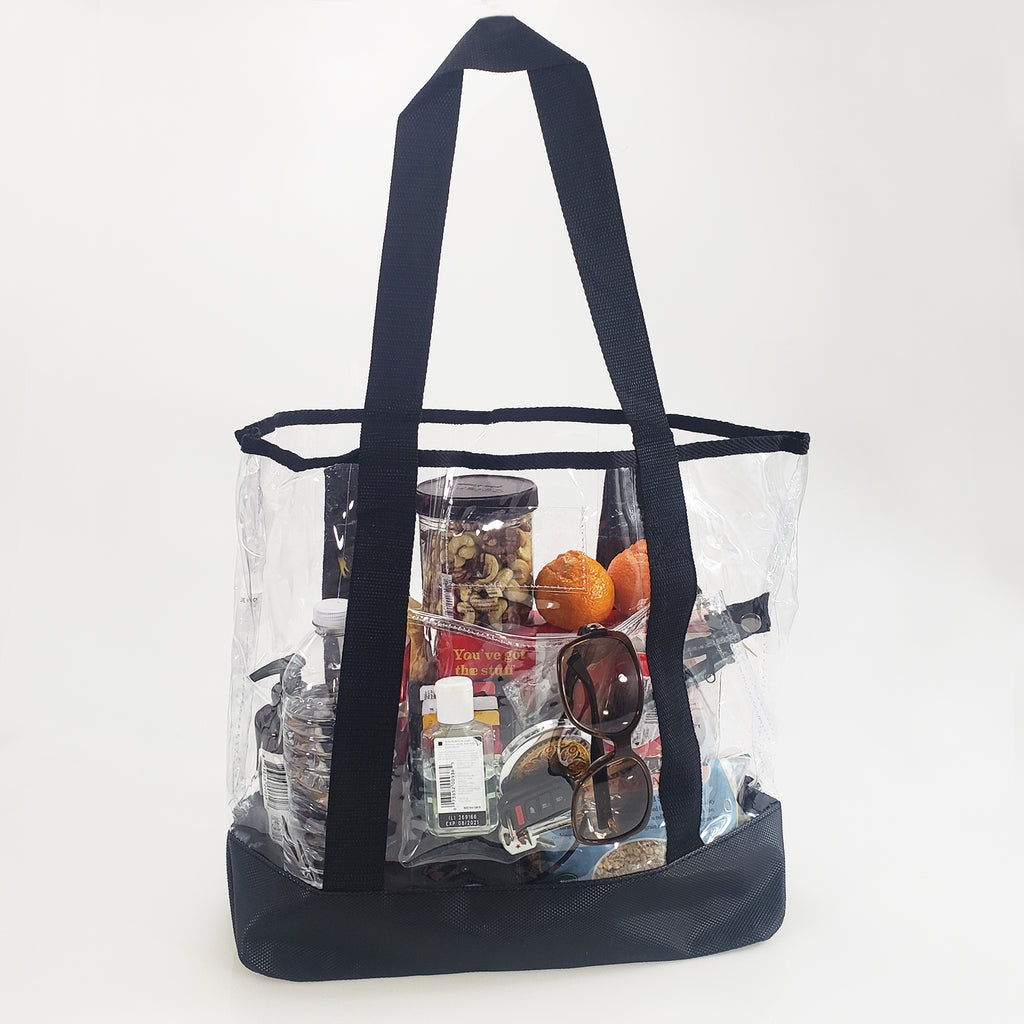 36 ct Transparent Clear Grocery Large Tote Bag with Clear Zippered Pou